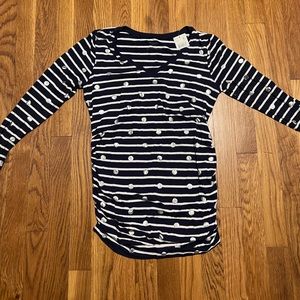 Motherhood Maternity long sleeve striped top size small maternity tee navy blue